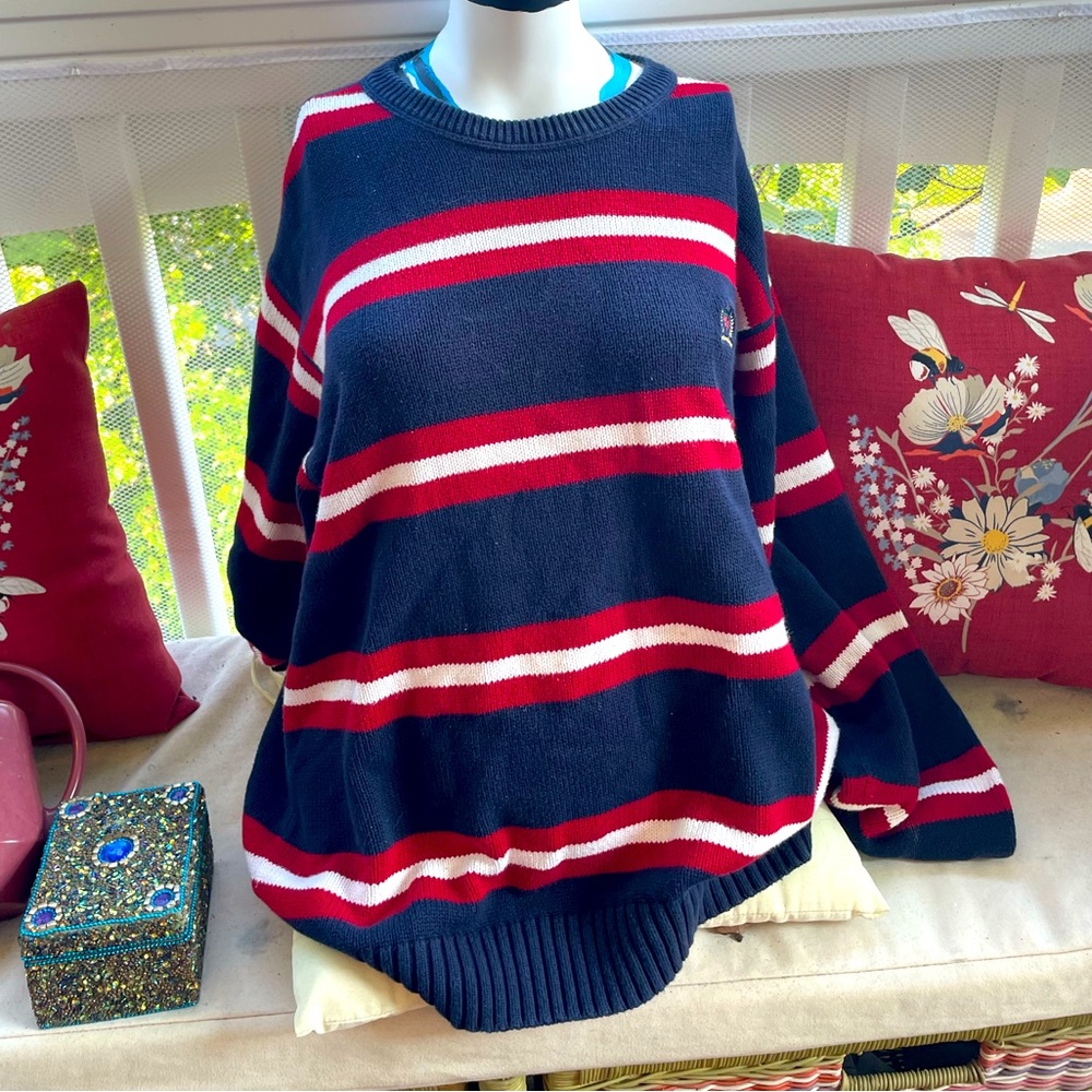Red white and blue sweater